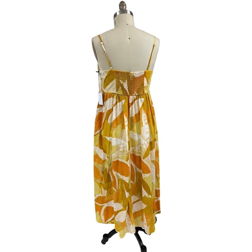1.STATE Yellow Orange Abstract Maxi Dress L – Boho Resort Sunset Style - Picture 3 of 6